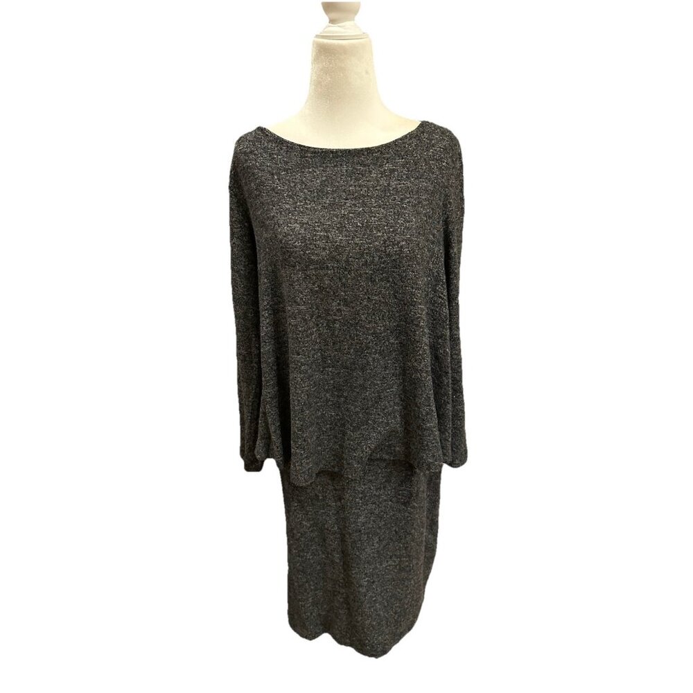 Womens Size Medium Nally & Millie Gray Soft Brushed Jersey Long Sleeve Dress
